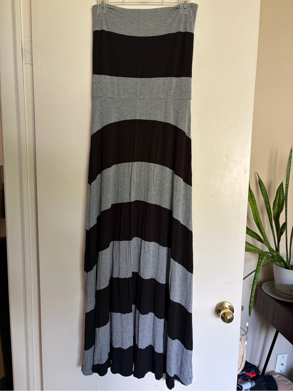 GAP Black and Gray Striped Maxi Dress